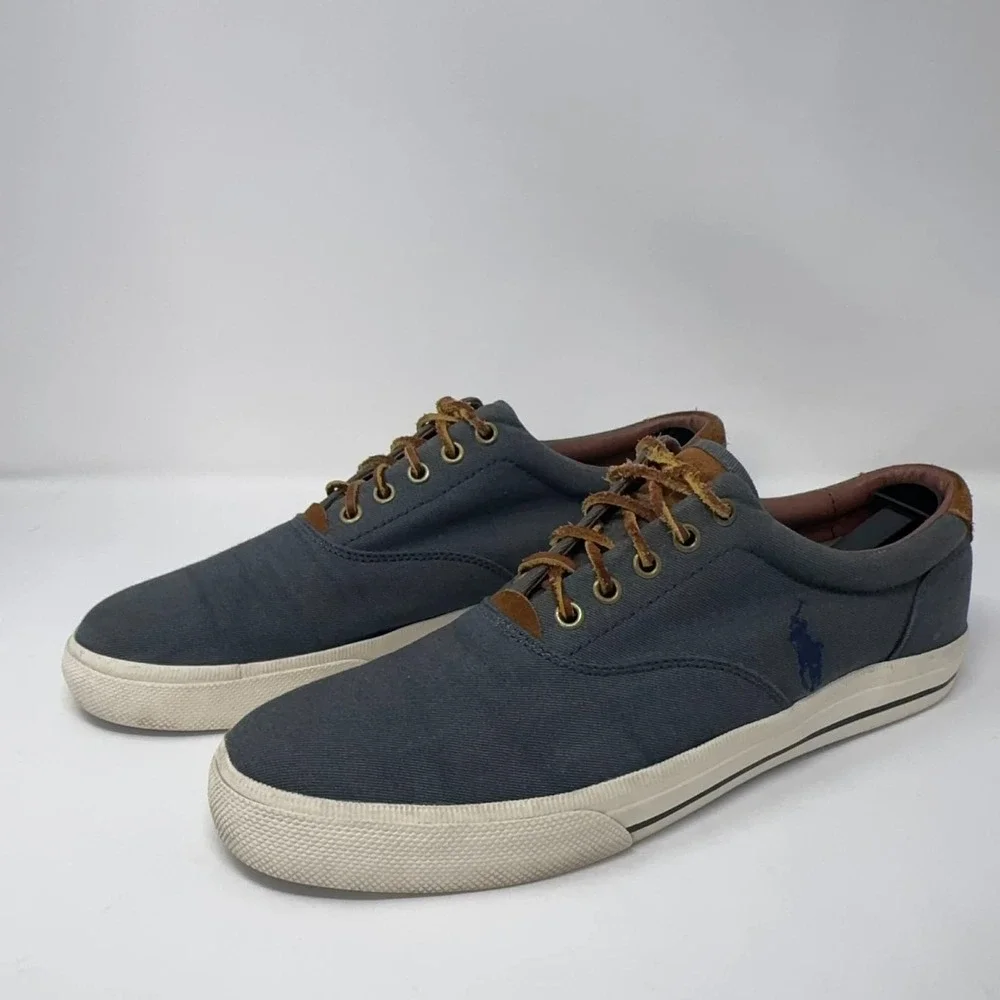 Polo Ralph Lauren Vaughn Shoes Mens 11.5 Sneakers Blue Pony Leather Laces Preppy